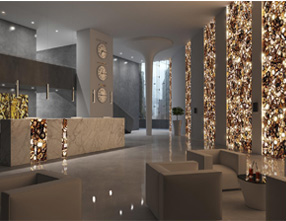 natural agate blacklit office wall panle 