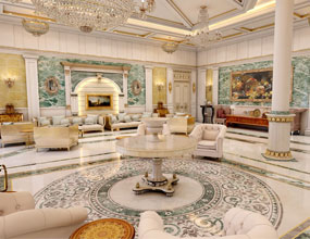 nano glass stone waterjet marble medallion lobby 