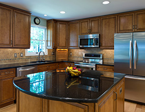 Black Galaxy import Granite Rustic Kitchen Countertop