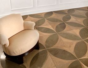 Turkish Grey Marble Wood Teak Parquet Design
