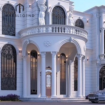 Classical Style Grand Entrance Decoration Natural Roman Columns Stone Porticos