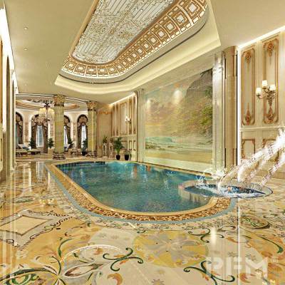 PFM design water jet marble inlay flooring for luxury palace