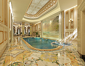 Hotel marble waterjet medallion flooring design