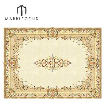 Beige luxury Flower Rectangle Marble Waterjet for villa indoor