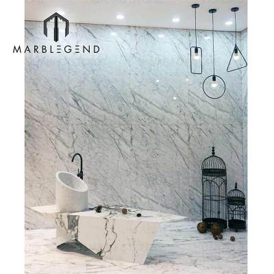 luxury villa decor Italy bianco carrara venato white marble slab room flooring