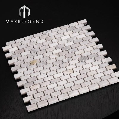 Premium polished milano stone mosaic tiles China supplier milano white marble subway mosaic tile for wall and flooring
