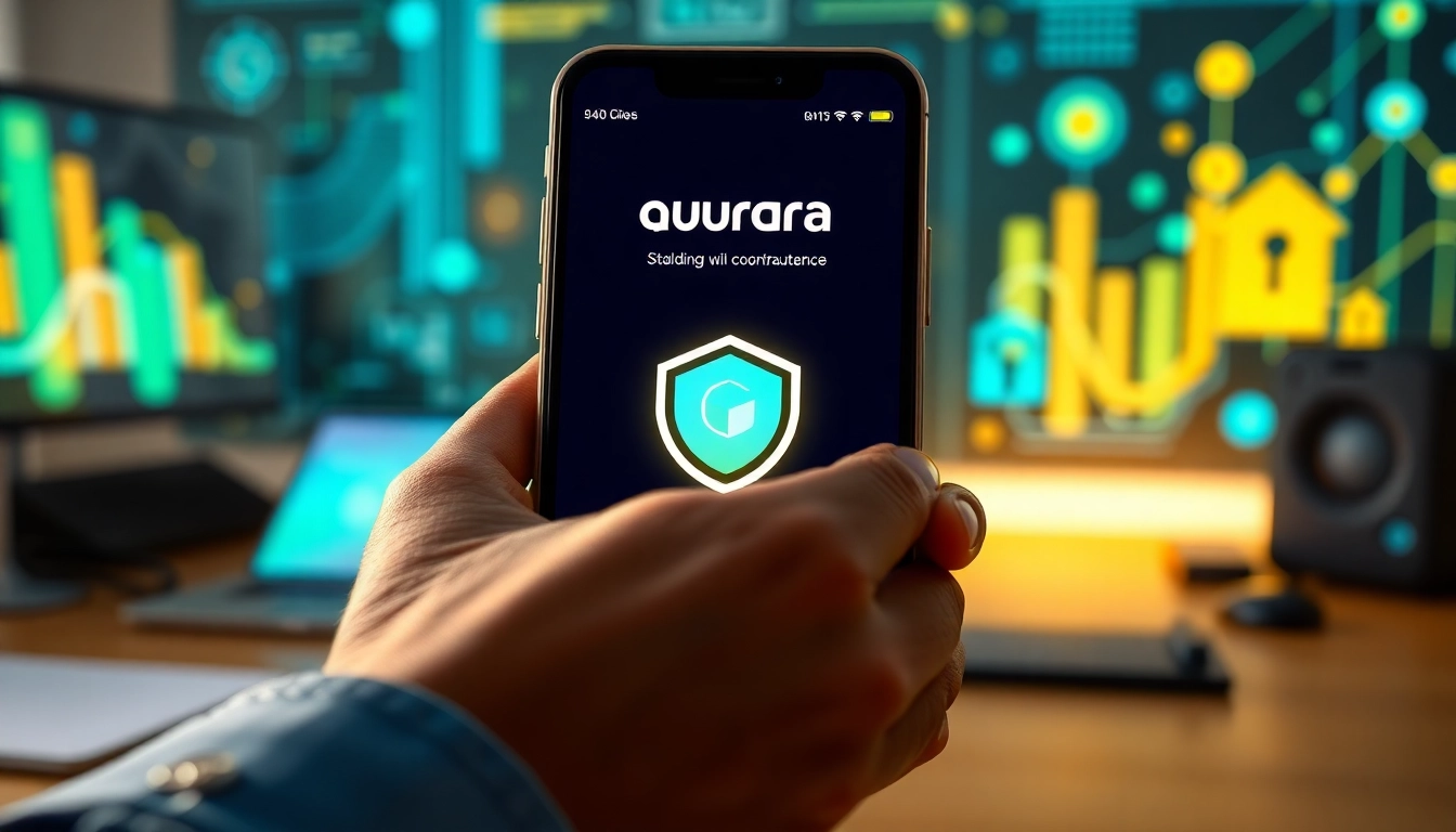Explore the features of guarda wallet with a secure digital interface illustration.