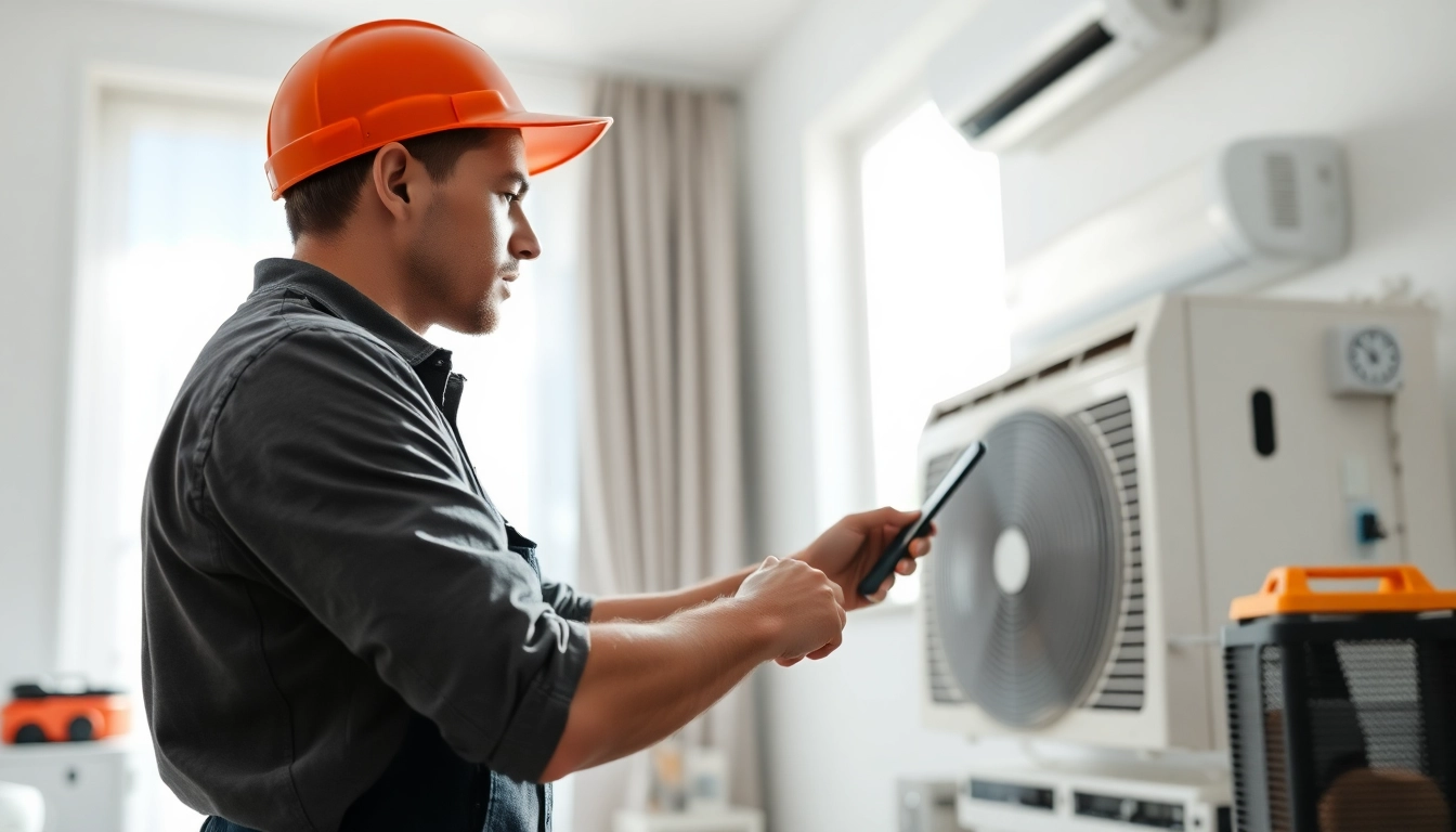 Expert handling ac repair phoenix az showcasing skill and professionalism in a bright home environment.